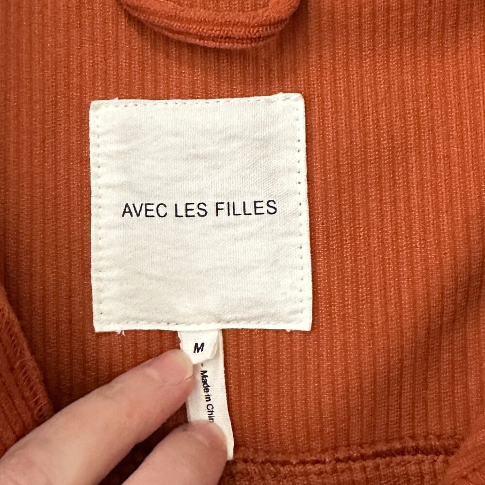 Avec Les Filles Orange Corduroy Shacket Shirt Jacket Women's MEDIUM - Picture 3 of 6